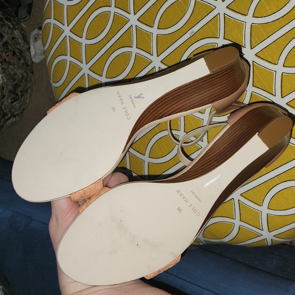 Cole Hann peach nectar genevieve weave wedge sandals size 9 - Picture 9 of 10